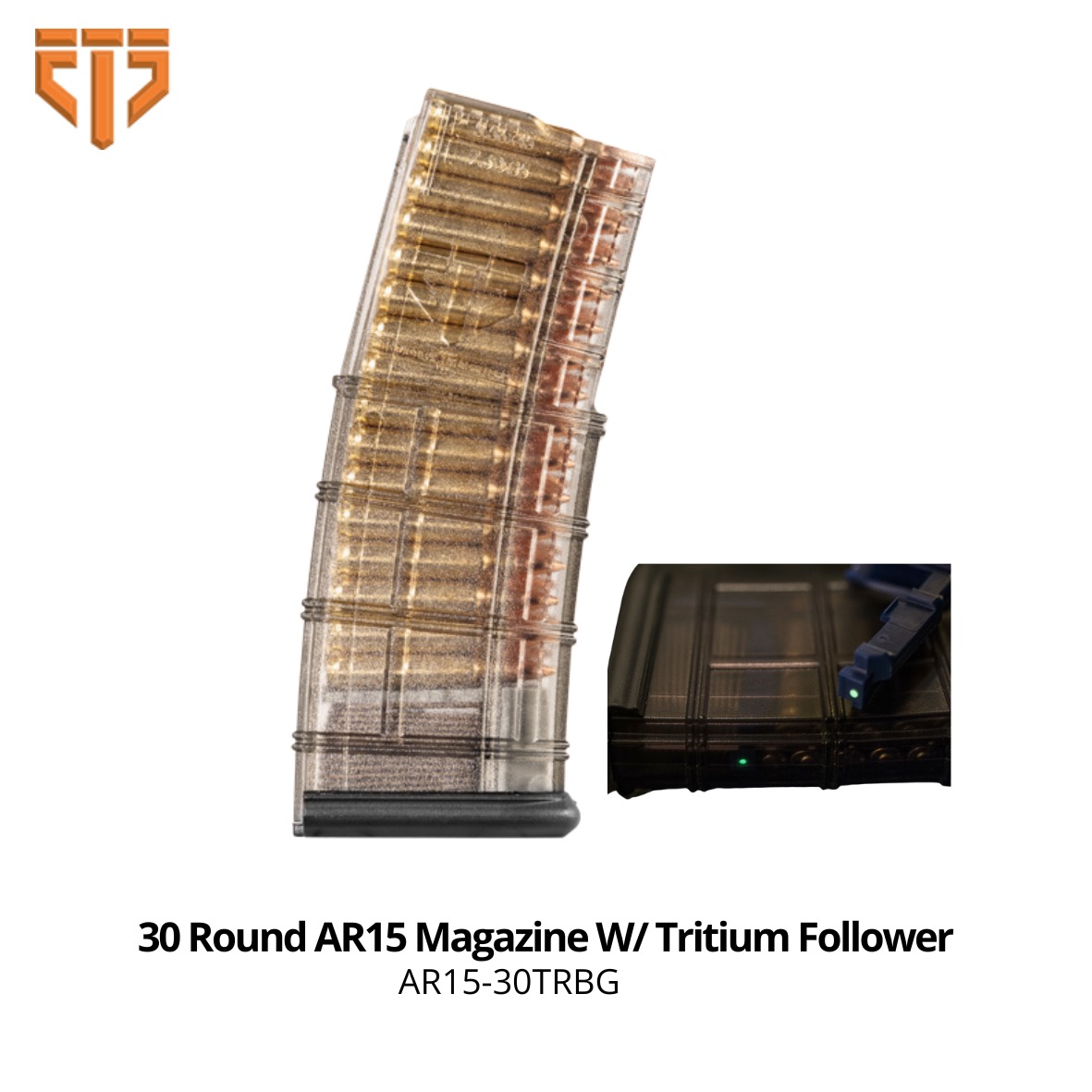 ETS 30 ROUND AR 15  MAGAZINE WITH TRITIUM FOLLOWER